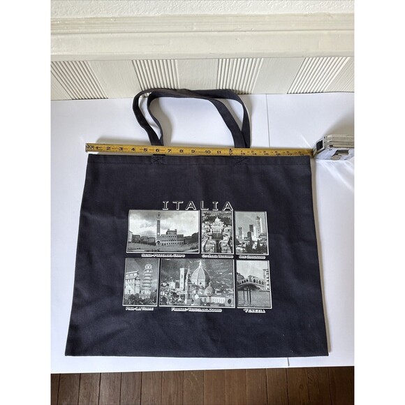 Canvas Tote Bag Scenes Of Italy Navy Blue Carry-All - Picture 3 of 11